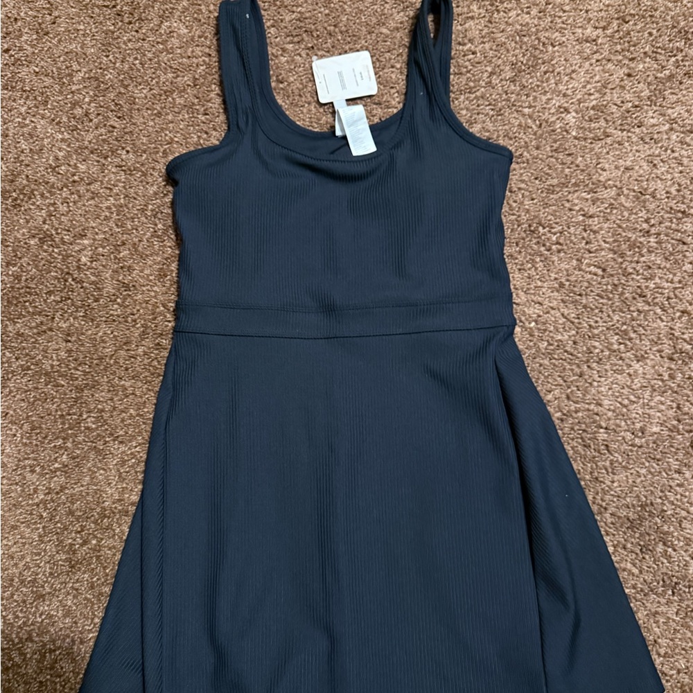Fabletics Black Ribbed Mini Tank Dress